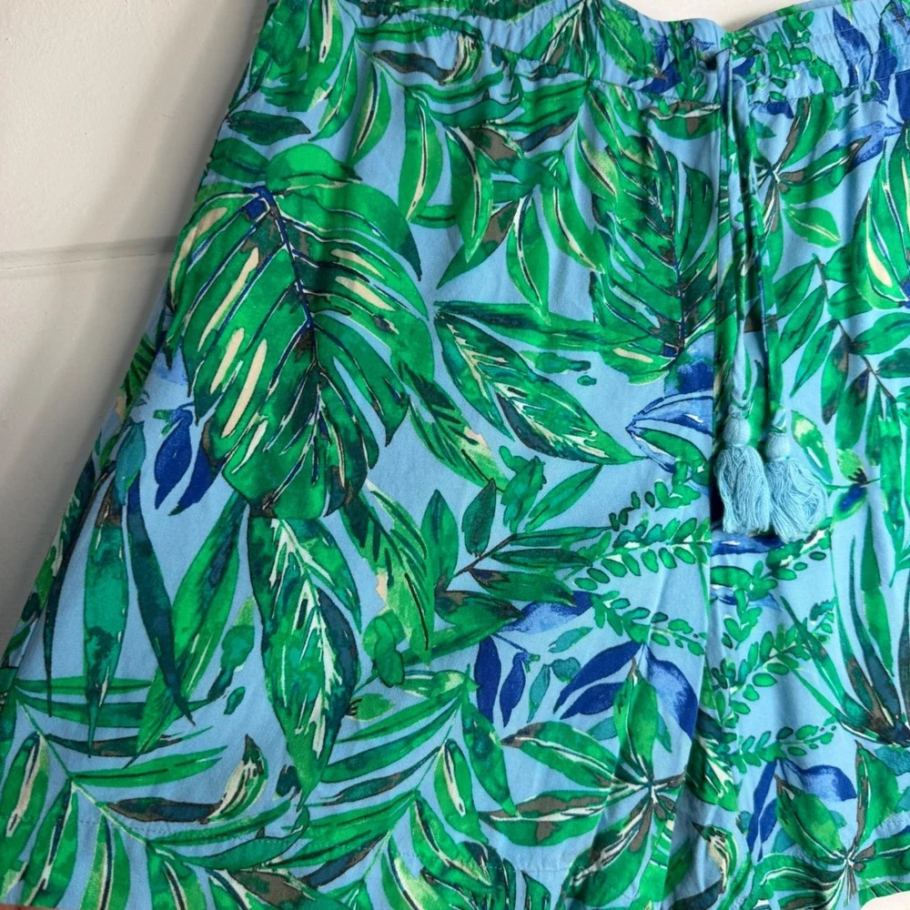 J. Jill Two Piece Set Small Green Blue Tropical Cruise Resortwear Matching